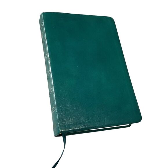 Vintage Green Leather‎ Holy Bible - Classic Religious Book with Ribbon Bookmark - Picture 1 of 14
